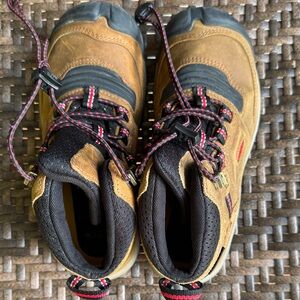 Keen Tan and Black Hiking Boots with Red Accents